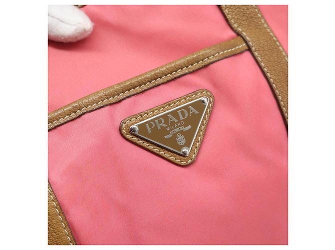 PRADA Tote Bag Leather Nylon Pink Silver - vista 17