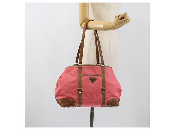 PRADA Tote Bag Leather Nylon Pink Silver - vista 23