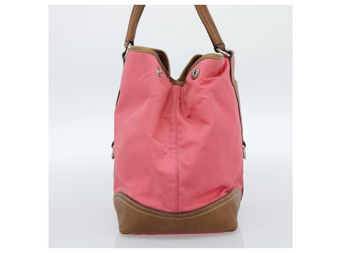 PRADA Tote Bag Leather Nylon Pink Silver - vista 4