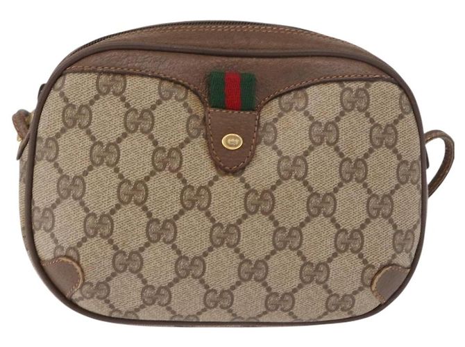GUCCI GG Supreme Web Sherry Line Bag PVC Beige Gold 89 02 066 - vista 2