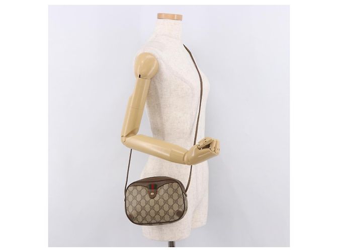 GUCCI GG Supreme Web Sherry Line Bag PVC Beige Gold 89 02 066 - vista 21