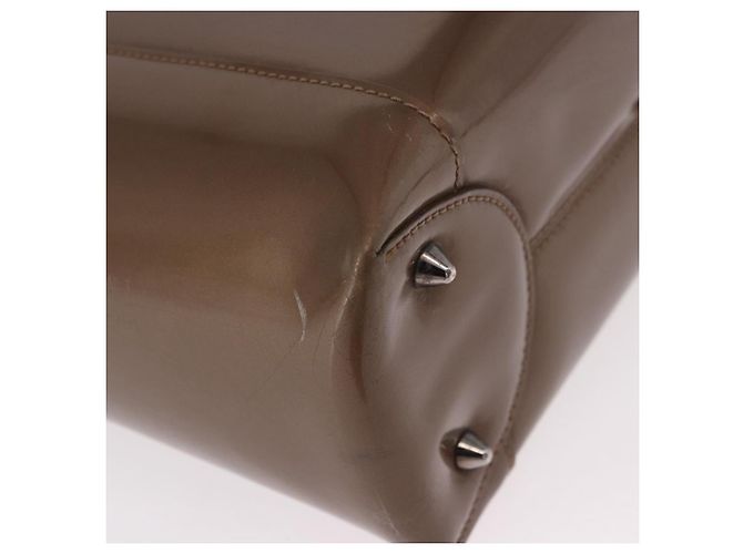 Christian Dior Maris Pearl Bag Patent Leather 2way Bronze Silver - vista 12