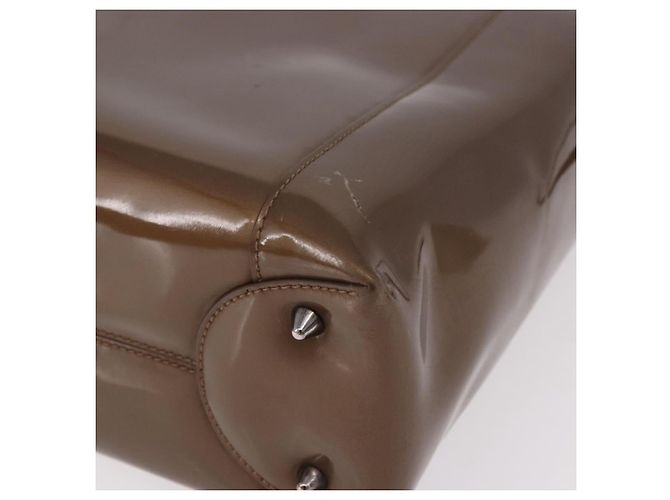 Christian Dior Maris Pearl Bag Patent Leather 2way Bronze Silver - vista 13