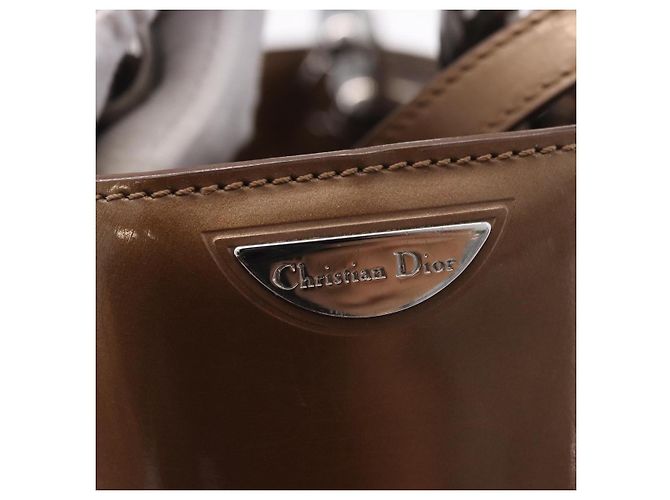 Christian Dior Maris Pearl Bag Patent Leather 2way Bronze Silver - vista 16