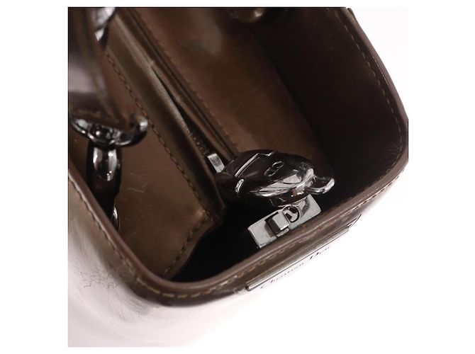 Christian Dior Maris Pearl Bag Patent Leather 2way Bronze Silver - vista 17