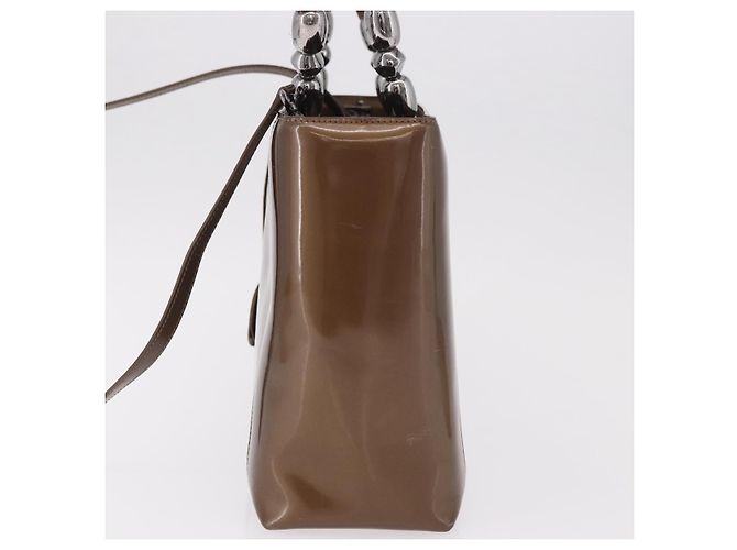 Christian Dior Maris Pearl Bag Patent Leather 2way Bronze Silver - vista 4