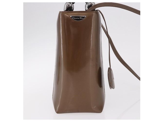 Christian Dior Maris Pearl Bag Patent Leather 2way Bronze Silver - vista 5
