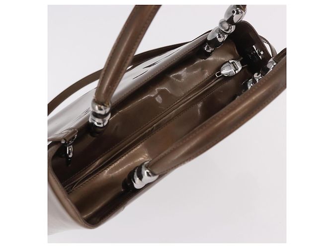 Christian Dior Maris Pearl Bag Patent Leather 2way Bronze Silver - vista 6