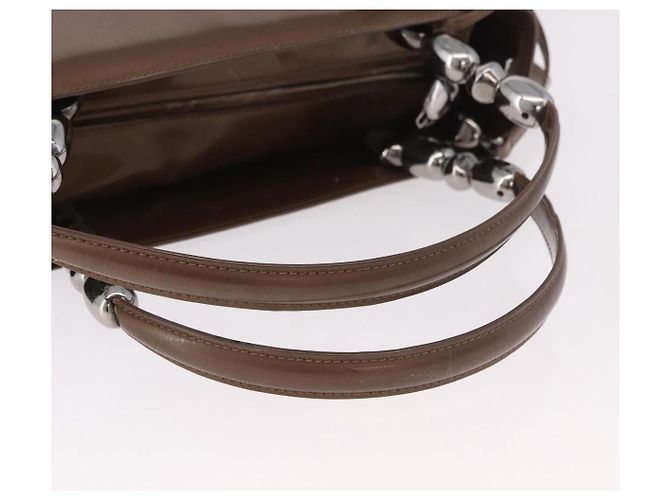 Christian Dior Maris Pearl Bag Patent Leather 2way Bronze Silver - vista 7