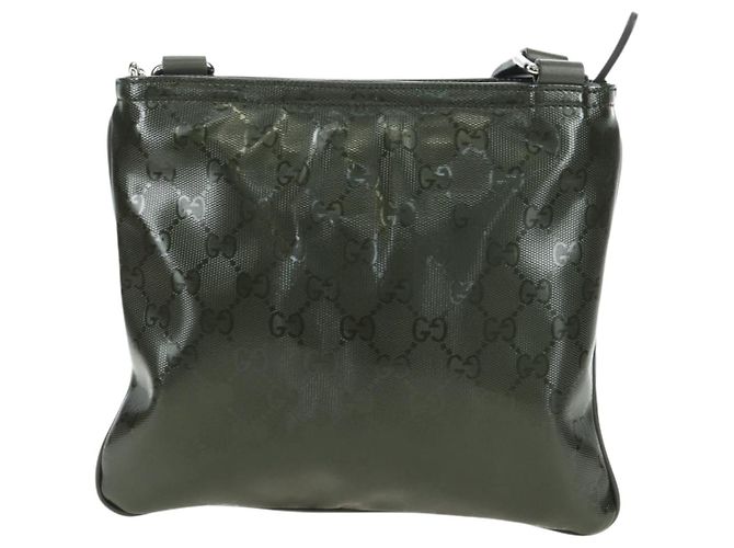 GUCCI GG Implementation Shoulder Bag PVC Silver Khaki 201538 - vista 3