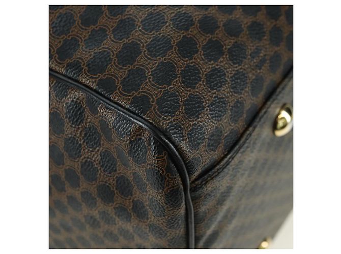 Céline CELINE Macadam Canvas Boston Bag PVC Leather Black Gold - vista 10