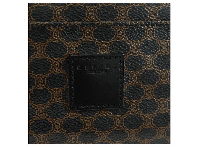 Céline CELINE Macadam Canvas Boston Bag PVC Leather Black Gold - vista 14