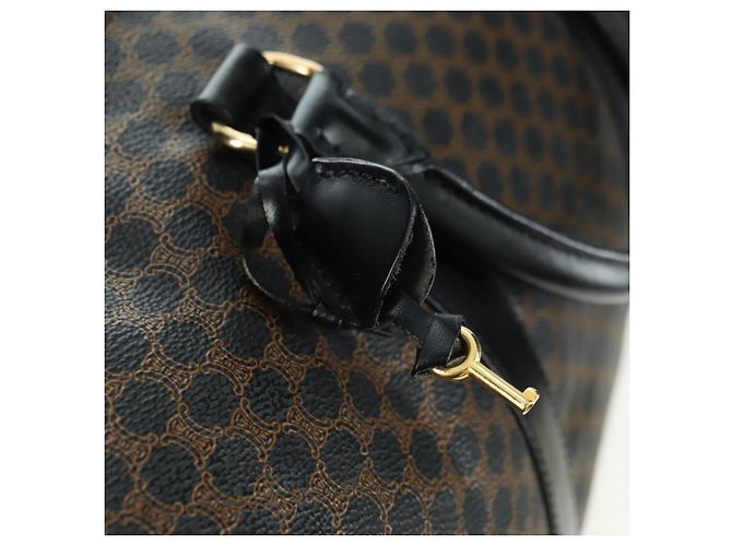 Céline CELINE Macadam Canvas Boston Bag PVC Leather Black Gold - vista 15