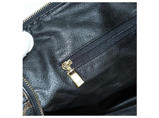 Céline CELINE Macadam Canvas Boston Bag PVC Leather Black Gold - vista 22