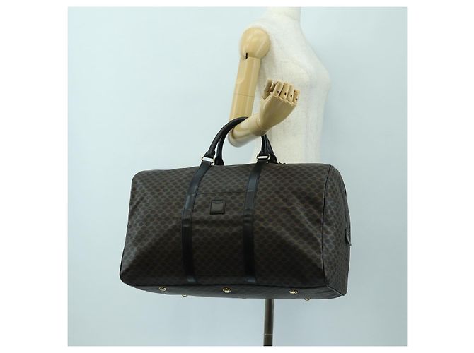 Céline CELINE Macadam Canvas Boston Bag PVC Leather Black Gold - vista 25