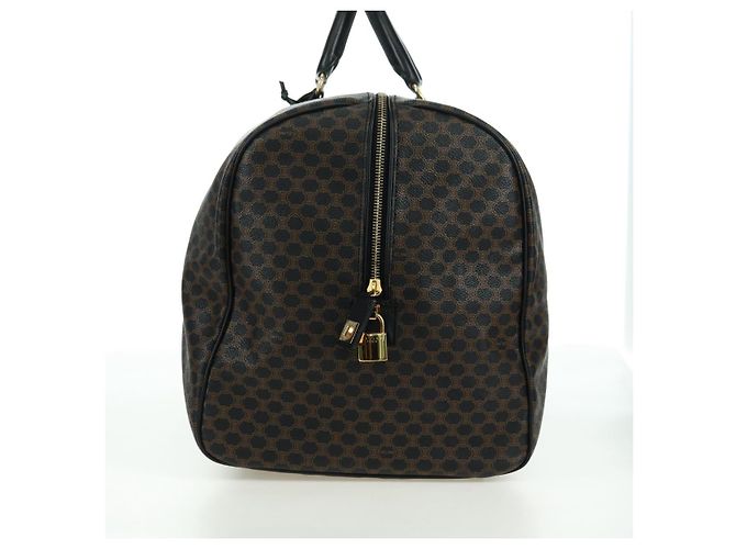 Céline CELINE Macadam Canvas Boston Bag PVC Leather Black Gold - vista 5