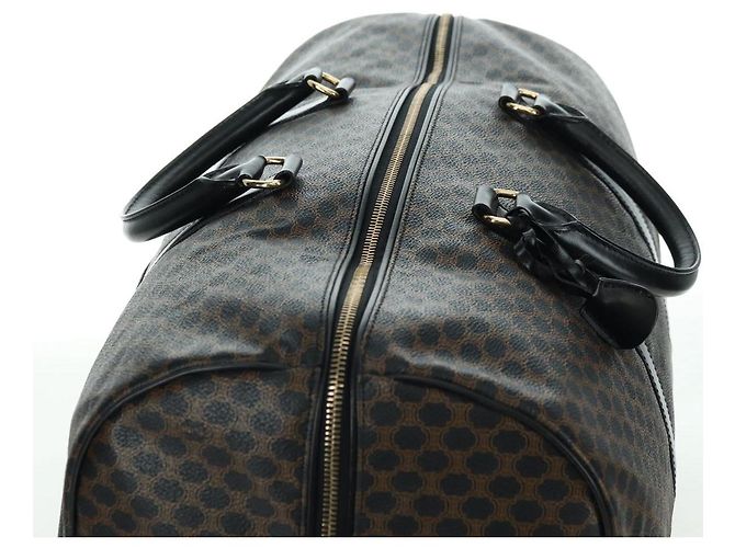 Céline CELINE Macadam Canvas Boston Bag PVC Leather Black Gold - vista 6