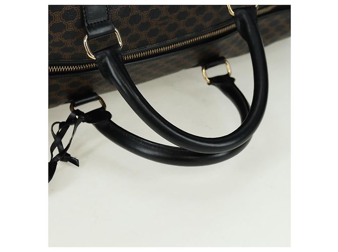 Céline CELINE Macadam Canvas Boston Bag PVC Leather Black Gold - vista 7