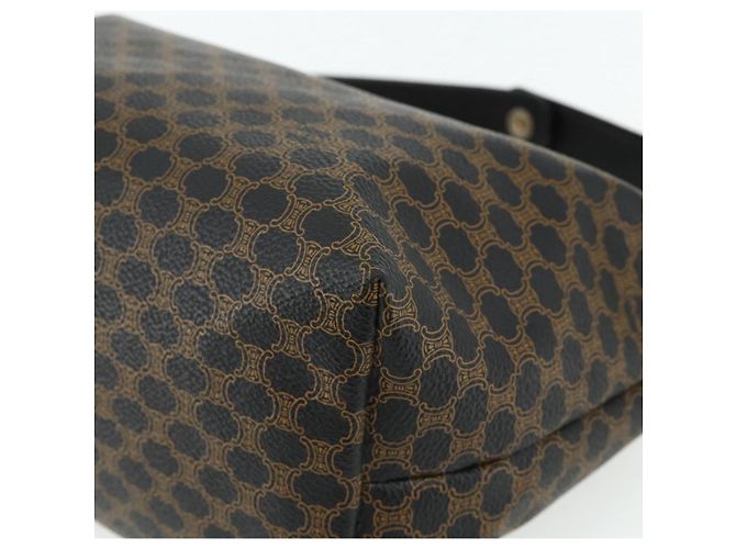 Céline CELINE Macadam Canvas Hand Bag PVC Leather Black Gold - vista 10
