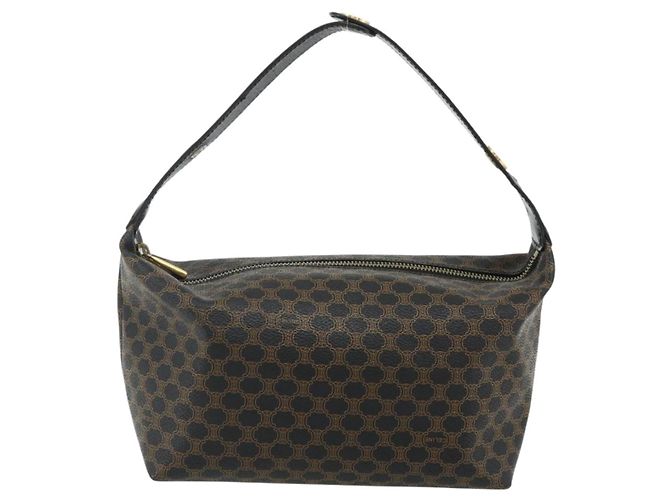 Céline CELINE Macadam Canvas Hand Bag PVC Leather Black Gold - vista 2