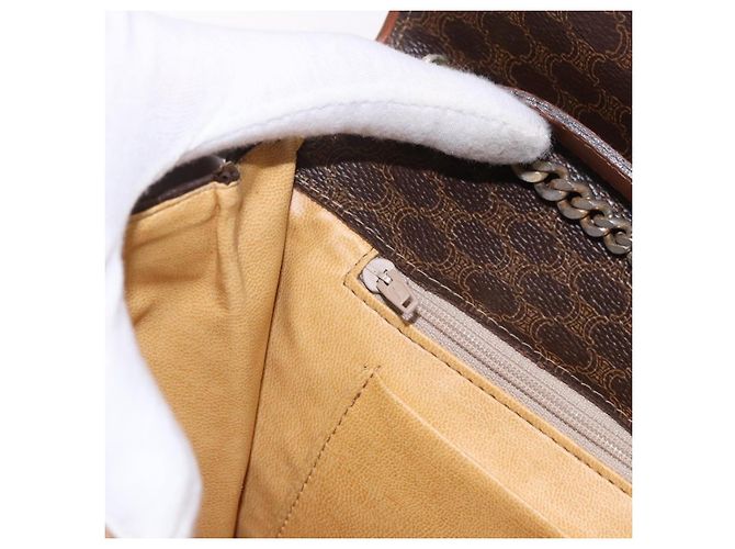 Céline CELINE Macadam Canvas Chain Shoulder Bag PVC Leather Brown Gold - vista 21