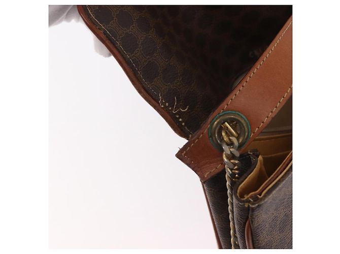 Céline CELINE Macadam Canvas Chain Shoulder Bag PVC Leather Brown Gold - vista 24