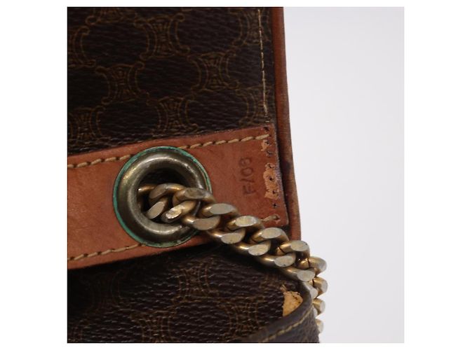 Céline CELINE Macadam Canvas Chain Shoulder Bag PVC Leather Brown Gold - vista 25