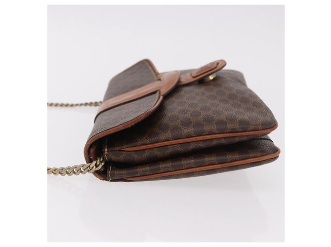 Céline CELINE Macadam Canvas Chain Shoulder Bag PVC Leather Brown Gold - vista 5