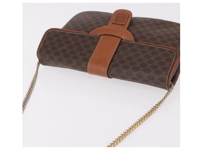 Céline CELINE Macadam Canvas Chain Shoulder Bag PVC Leather Brown Gold - vista 6