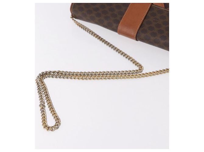 Céline CELINE Macadam Canvas Chain Shoulder Bag PVC Leather Brown Gold - vista 7