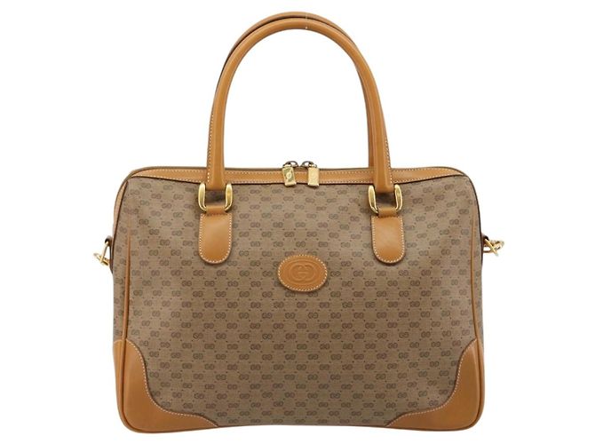 GUCCI Micro GG Supreme Hand Bag PVC Beige Gold 002 104 0033 - vista 2