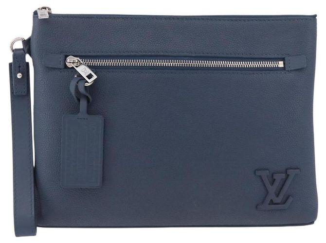 LOUIS VUITTON Takeoff Pouch Cowhide leather Blue Atlantic M82813 - vista 13