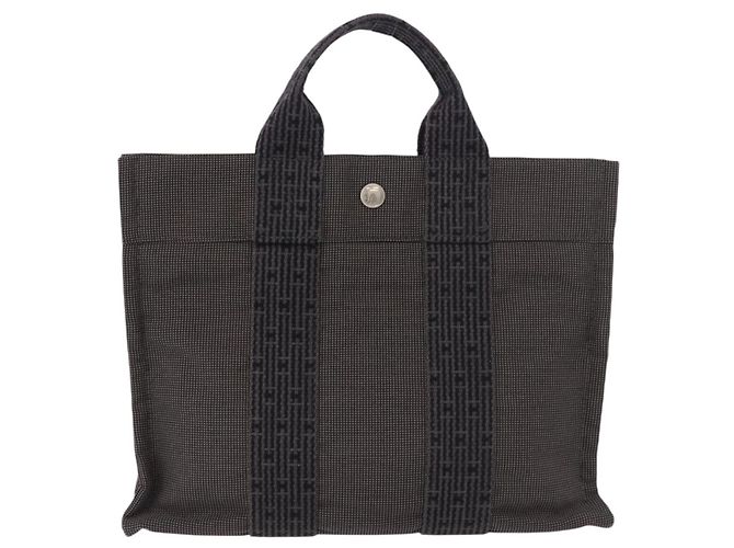 Hermès HERMES Her Line Hand Bag Canvas Black Silver - vista 3