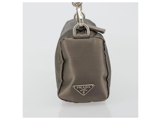 PRADA Hand pouch Satin Gray Silver - vista 5