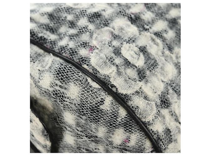 CHANEL Camelia 2.55 Chain Shoulder Bag Wool Tweed White Black CC - vista 14