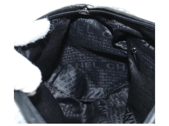 CHANEL Camelia 2.55 Chain Shoulder Bag Wool Tweed White Black CC - vista 23