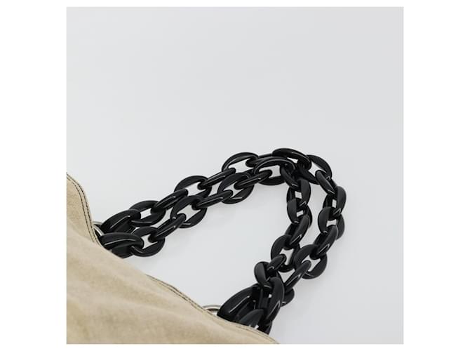PRADA Plastic Chain Tote Bag Canvas Beige Silver - vista 8