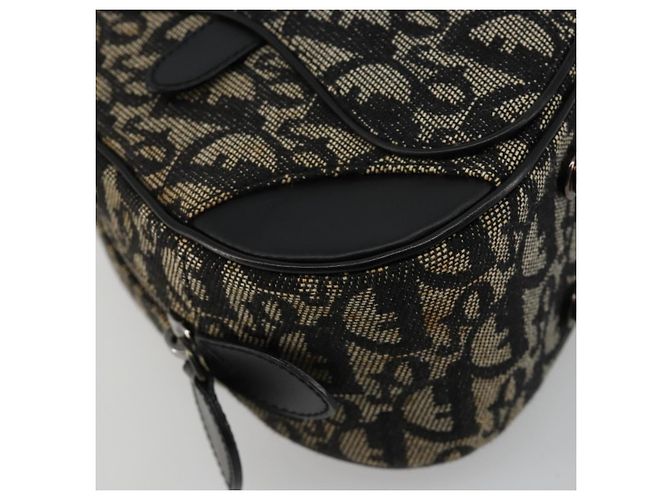 Christian Dior Trotter Canvas Double Saddle Hand Bag Black Silver - vista 11