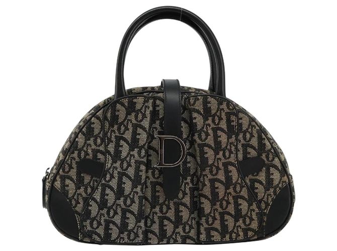 Christian Dior Trotter Canvas Double Saddle Hand Bag Black Silver - vista 2