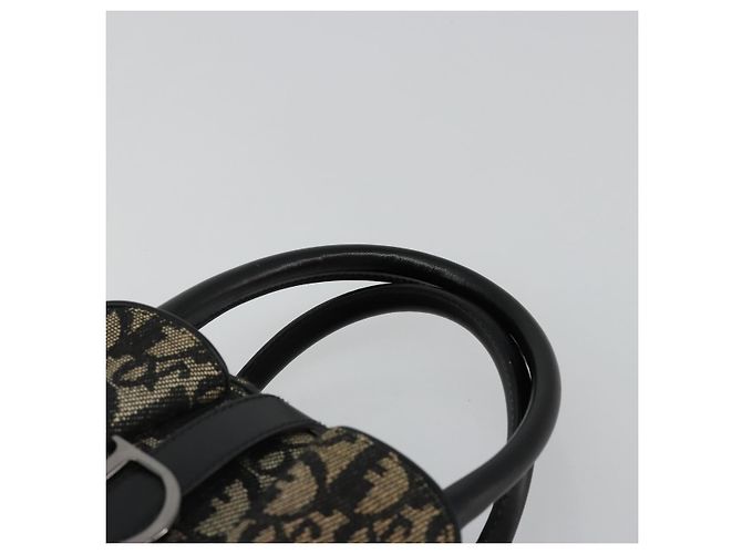 Christian Dior Trotter Canvas Double Saddle Hand Bag Black Silver - vista 8