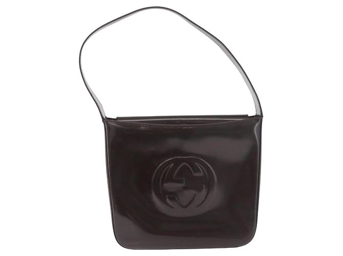 GUCCI Shoulder Bag Patent Leather Brown Silver 000 1046 0506 - vista 2