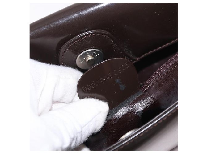 GUCCI Shoulder Bag Patent Leather Brown Silver 000 1046 0506 - vista 20