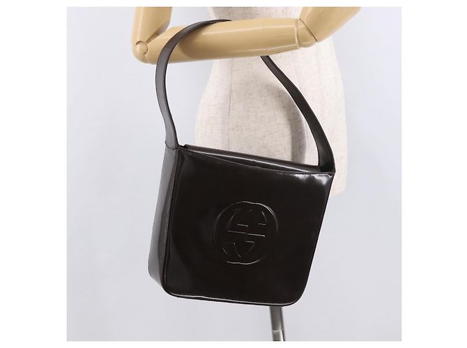 GUCCI Shoulder Bag Patent Leather Brown Silver 000 1046 0506 - vista 21