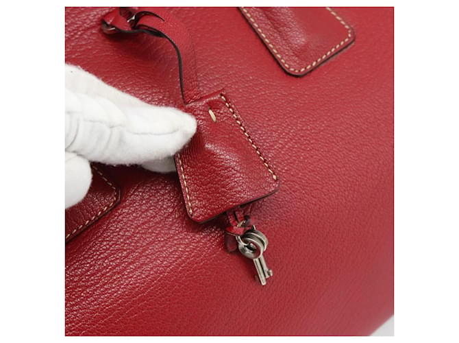 PRADA Hand Bag Leather Red Silver - vista 14