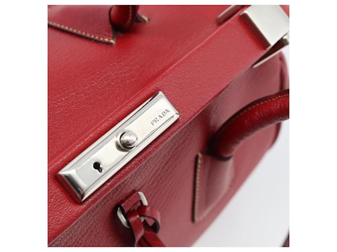 PRADA Hand Bag Leather Red Silver - vista 15