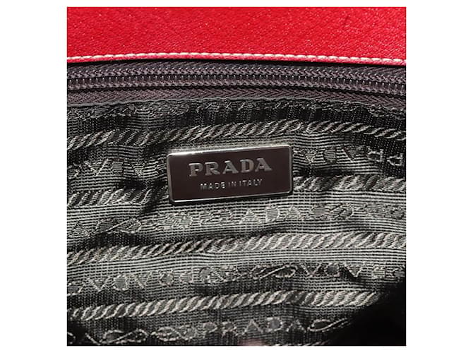 PRADA Hand Bag Leather Red Silver - vista 16