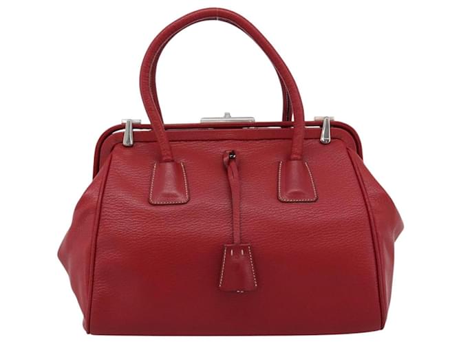 PRADA Hand Bag Leather Red Silver - vista 2