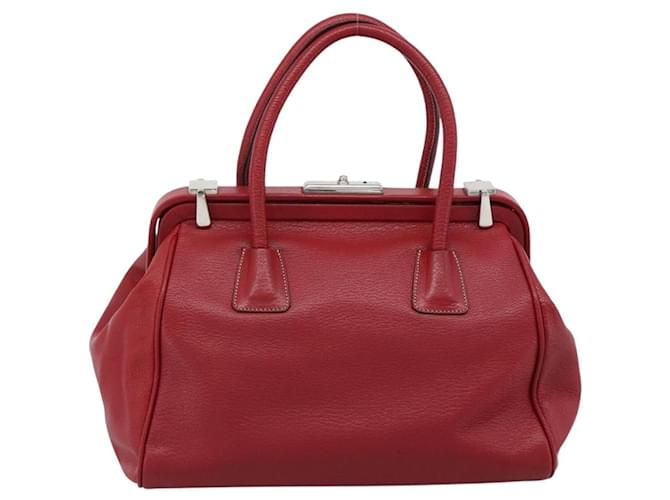 PRADA Hand Bag Leather Red Silver - vista 3