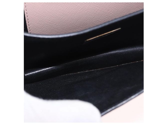 PRADA Shoulder Bag Saffiano leather Beige Silver - vista 11