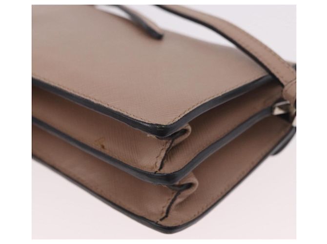 PRADA Shoulder Bag Saffiano leather Beige Silver - vista 16